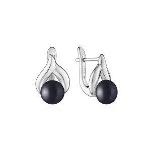 Cercei argint cu perle naturale negre si tortite DiAmanti SK24338EL_B-G (Argint 925‰ 3,3 g.)